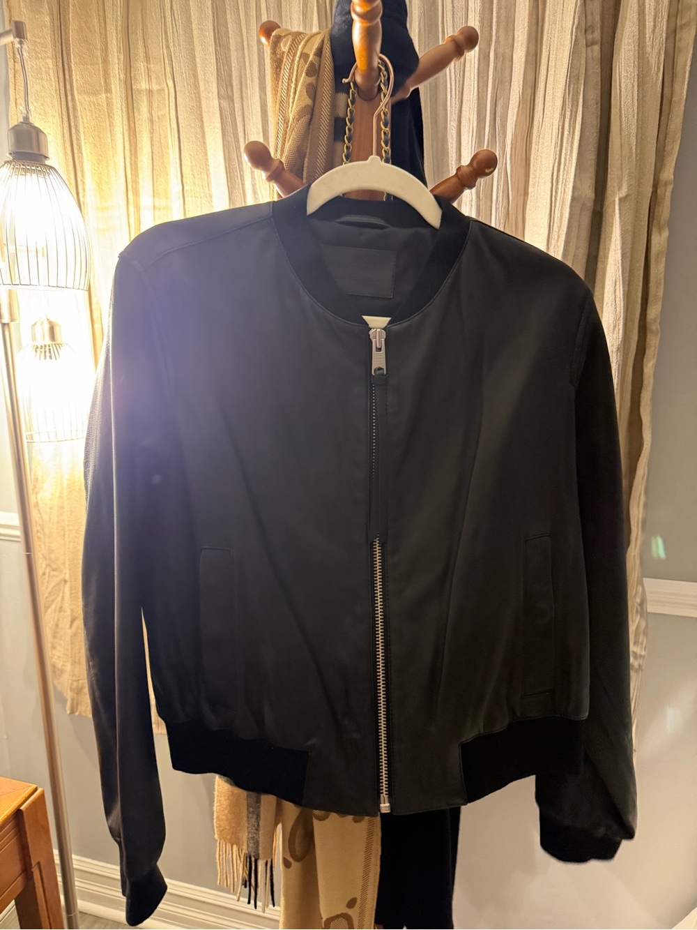 All Saints women’s bomber jacket genuine leather black size 10